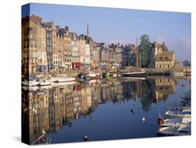 Reflections of Houses and Boats in the Old Harbour at Honfleur, Basse Normandie, France, Europe-Richard Ashworth-Stretched Canvas