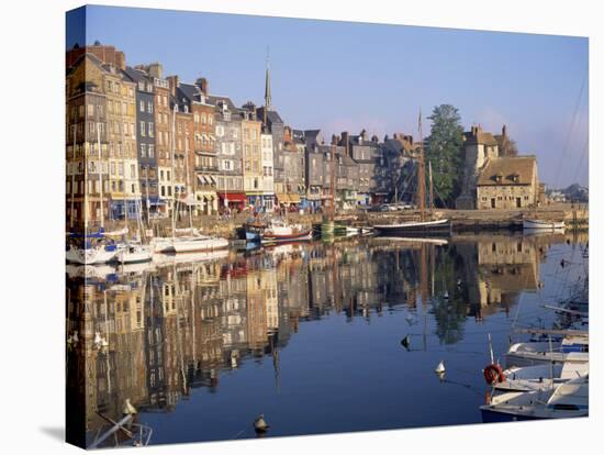 Reflections of Houses and Boats in the Old Harbour at Honfleur, Basse Normandie, France, Europe-Richard Ashworth-Stretched Canvas