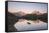 Reflections of Mont Blanc at Sunset on Lac Des Cheserys, Haute Savoie, French Alps, France-Roberto Moiola-Framed Stretched Canvas