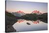 Reflections of Mont Blanc at Sunset on Lac Des Cheserys, Haute Savoie, French Alps, France-Roberto Moiola-Stretched Canvas