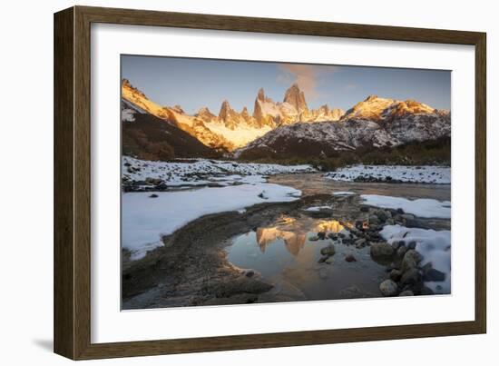 Reflections of Mount Fitz Roy and Cerro Torre in autumn, Argentina-Ed Rhodes-Framed Photographic Print