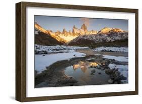 Reflections of Mount Fitz Roy and Cerro Torre in autumn, Argentina-Ed Rhodes-Framed Photographic Print