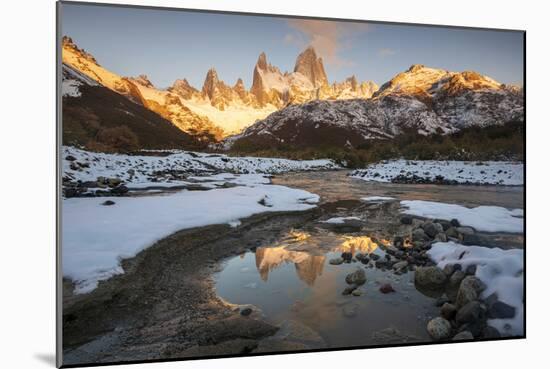 Reflections of Mount Fitz Roy and Cerro Torre in autumn, Argentina-Ed Rhodes-Mounted Photographic Print