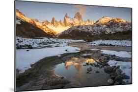 Reflections of Mount Fitz Roy and Cerro Torre in autumn, Argentina-Ed Rhodes-Mounted Photographic Print