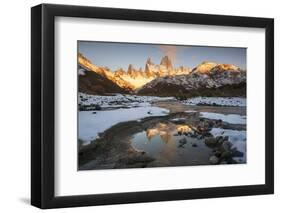 Reflections of Mount Fitz Roy and Cerro Torre in autumn, Argentina-Ed Rhodes-Framed Photographic Print