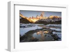 Reflections of Mount Fitz Roy and Cerro Torre in autumn, Argentina-Ed Rhodes-Framed Photographic Print