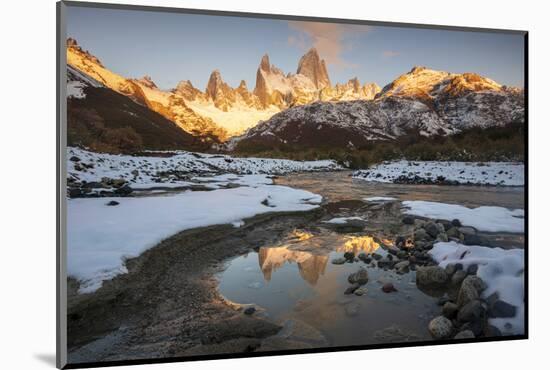 Reflections of Mount Fitz Roy and Cerro Torre in autumn, Argentina-Ed Rhodes-Mounted Photographic Print