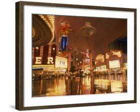 Reflections of Neon Lights and Signs Along Fremont Street in Las Vegas, Nevada, USA-null-Framed Photographic Print