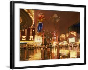 Reflections of Neon Lights and Signs Along Fremont Street in Las Vegas, Nevada, USA-null-Framed Photographic Print