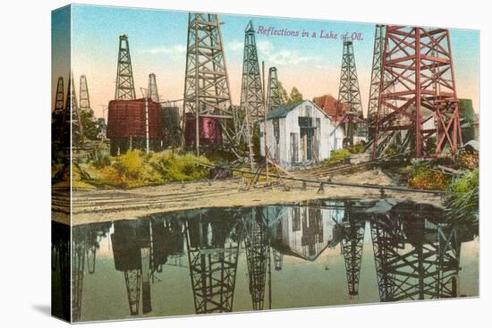 Reflections of Oil Wells in Lake of Oil-null-Stretched Canvas