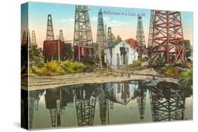 Reflections of Oil Wells in Lake of Oil-null-Stretched Canvas