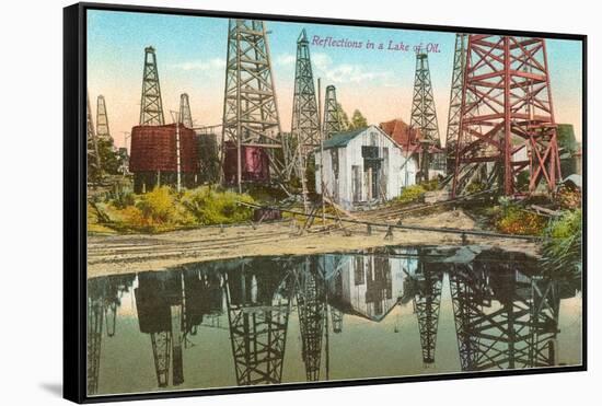 Reflections of Oil Wells in Lake of Oil-null-Framed Stretched Canvas