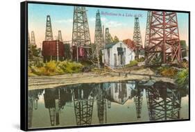 Reflections of Oil Wells in Lake of Oil-null-Framed Stretched Canvas