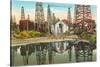 Reflections of Oil Wells in Lake of Oil-null-Stretched Canvas