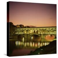 Reflections of the Ponte Vecchio Dating from 1345, Tuscany, Italy-Christopher Rennie-Stretched Canvas
