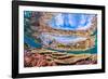 Reflections on a coral reef-Underwater view of a wave breaking over a coral reef-Mark A Johnson-Framed Photographic Print