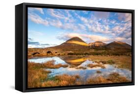 Reflections on a Lochan at Sligachan Bridge on the Isle of Skye, Scotland UK-Tracey Whitefoot-Framed Stretched Canvas