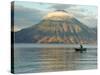 Reflections on Lake Atitlan with Fishing Boat, Panajachel, Western Highlands, Guatemala-Cindy Miller Hopkins-Stretched Canvas