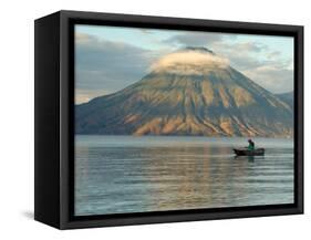 Reflections on Lake Atitlan with Fishing Boat, Panajachel, Western Highlands, Guatemala-Cindy Miller Hopkins-Framed Stretched Canvas