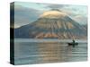 Reflections on Lake Atitlan with Fishing Boat, Panajachel, Western Highlands, Guatemala-Cindy Miller Hopkins-Stretched Canvas