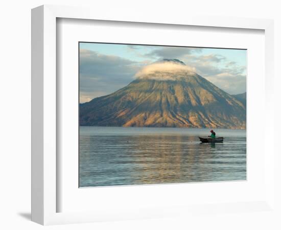 Reflections on Lake Atitlan with Fishing Boat, Panajachel, Western Highlands, Guatemala-Cindy Miller Hopkins-Framed Photographic Print