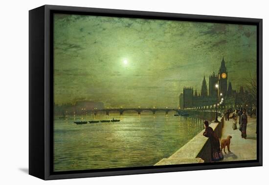 Reflections on the Thames, Westminster, 1880-John Atkinson Grimshaw-Framed Stretched Canvas