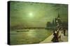 Reflections on the Thames, Westminster, 1880-John Atkinson Grimshaw-Stretched Canvas