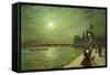 Reflections on the Thames, Westminster, 1880-John Atkinson Grimshaw-Framed Stretched Canvas