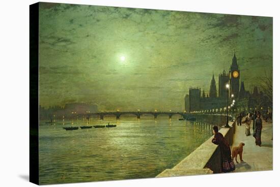 Reflections on the Thames, Westminster, 1880-John Atkinson Grimshaw-Stretched Canvas