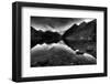 Reflective Mountain Lake Landscape in Black and White Foreground Stones-Sam Kynman-Cole-Framed Photographic Print