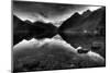 Reflective Mountain Lake Landscape in Black and White Foreground Stones-Sam Kynman-Cole-Mounted Photographic Print