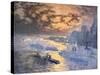 Reflective River (New York City: Ships on the East River, Statue of Liberty in the Distance)-Joseph Pennell-Stretched Canvas