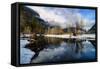 Reflectrion Scene, Mid Winter, Yosemite Falls and Clearing Storm, National Park-Vincent James-Framed Stretched Canvas