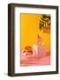 Refreshing Colorful Summer Drink with Grapefruit on Yellow Background with Shadow Fern. Paloma Cock-Svetlana_nsk-Framed Photographic Print