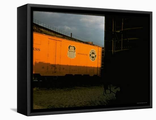 Refrigerated Box Car with the Union Pacific Railroad Logo and Southern Pacific Line-Walker Evans-Framed Stretched Canvas