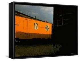 Refrigerated Box Car with the Union Pacific Railroad Logo and Southern Pacific Line-Walker Evans-Framed Stretched Canvas