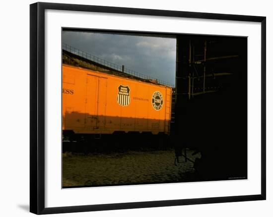 Refrigerated Box Car with the Union Pacific Railroad Logo and Southern Pacific Line-Walker Evans-Framed Photographic Print