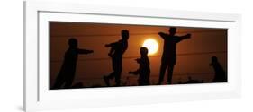 Refugee Children Playing on a Railway Near their Camp at Sunset, in Islamabad, Pakistan-null-Framed Photographic Print