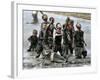 Refugee Children Try to Catch Relief Goods Tossed from an Australian Military Helicopter-null-Framed Photographic Print