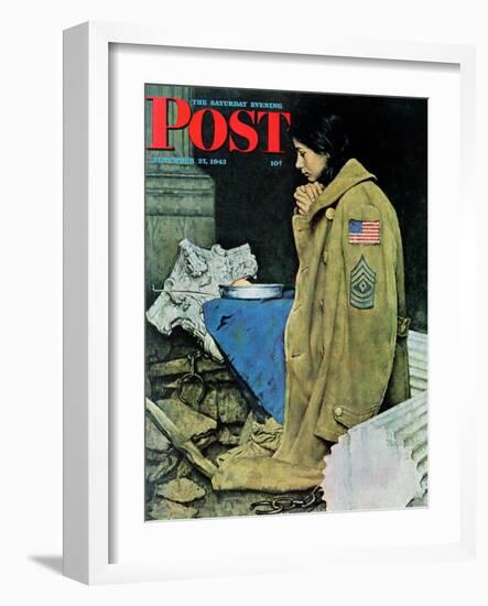 "Refugee Thanksgiving" Saturday Evening Post Cover, November 27,1943-Norman Rockwell-Framed Giclee Print