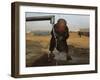 Refugee Washes His Face in a Refugee Camp in the Outskirts of Kabul, Afghanistan-null-Framed Photographic Print