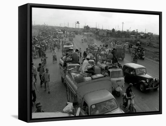 Refugees Fleeing the Advance of Communist Forces Pour into Saigon-null-Framed Stretched Canvas