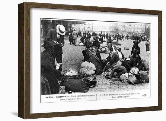 Refugees from the North Waiting for a Guide to Find Them Lodgings, Paris, World War I, 1914-1918-null-Framed Giclee Print