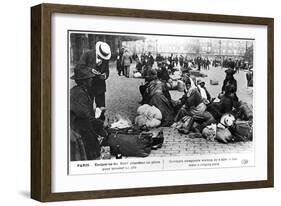 Refugees from the North Waiting for a Guide to Find Them Lodgings, Paris, World War I, 1914-1918-null-Framed Giclee Print