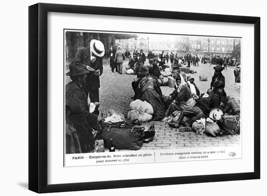 Refugees from the North Waiting for a Guide to Find Them Lodgings, Paris, World War I, 1914-1918-null-Framed Giclee Print
