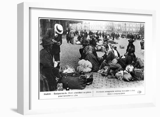 Refugees from the North Waiting for a Guide to Find Them Lodgings, Paris, World War I, 1914-1918-null-Framed Giclee Print