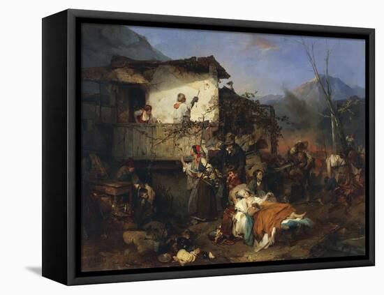 Refugees from Village Fire, 1851-Domenico Induno-Framed Stretched Canvas