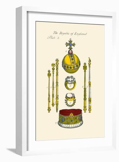 Regalia of England - Staffs, Scepters, Orb, Coronation, Rings, and Circle-Hugh Clark-Framed Art Print