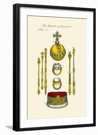 Regalia of England - Staffs, Scepters, Orb, Coronation, Rings, and Circle-Hugh Clark-Framed Art Print