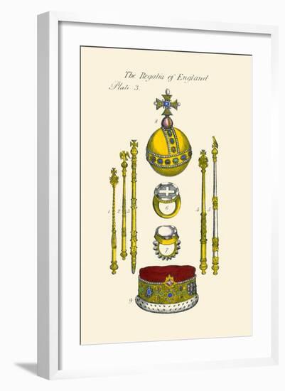 Regalia of England - Staffs, Scepters, Orb, Coronation, Rings, and Circle-Hugh Clark-Framed Art Print